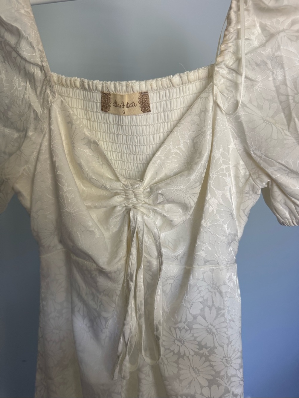 Altar'd State Ivory Floral Tie-Front Mini Dress